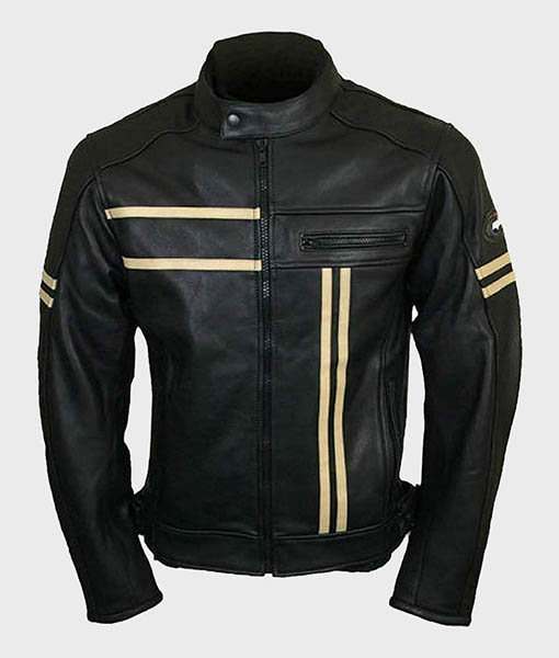 Mens Vintage Black Cafe Racer Retro Jacket