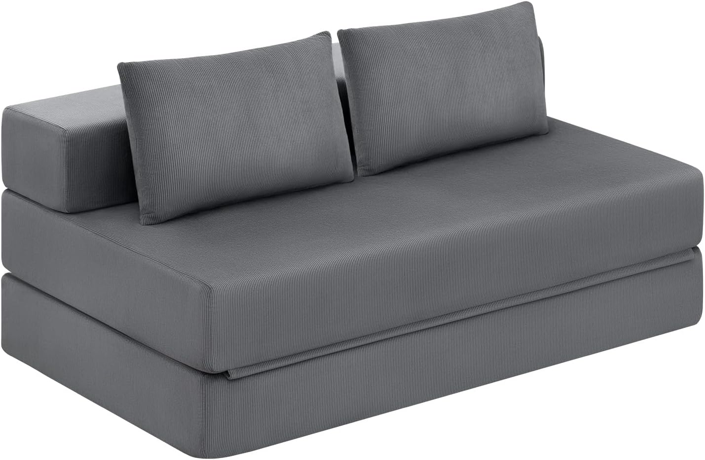 EUGAD Sofa, Dunkelgrau, Schlaf 2-Sitzer, ergonomischer Schlafsessel klappbar, Faltbare Schlafcouch mit Zwei Sitzkissen