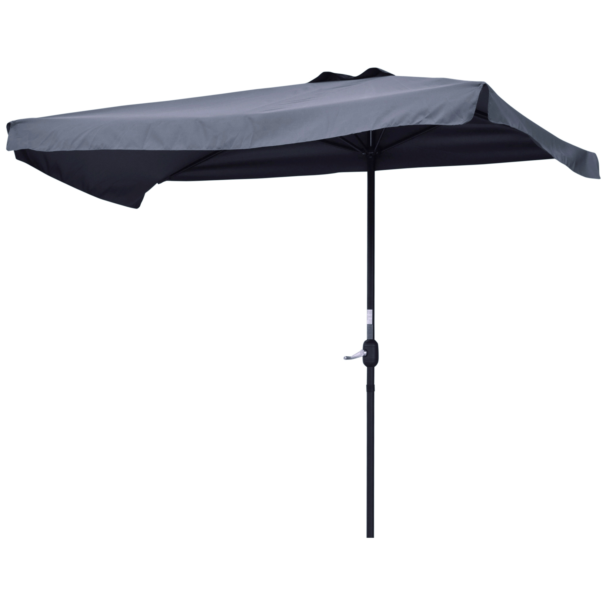 Outsunny Halber Sonnenschirm - Balkonsonnenschirm mit 5 Metallstreben, Maße 2,3L x 1,3B x 2,49H m, hochdichtes Polyester, Grau