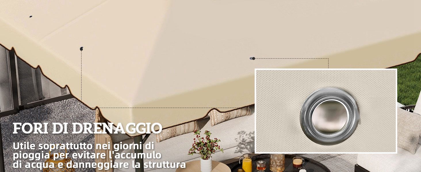 Copertura in Poliestere per Gazebo da 3x4m, Beige