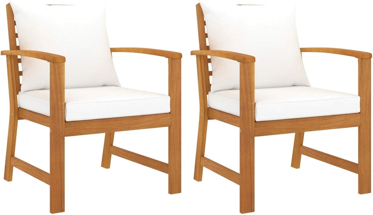 Tidyard Set of 2 Garden Chairs with Armrests in Solid Acacia Wood, Armchairs with Cushions 60.5 x 60.5 x 81 cm, Outdoor Poltrocine