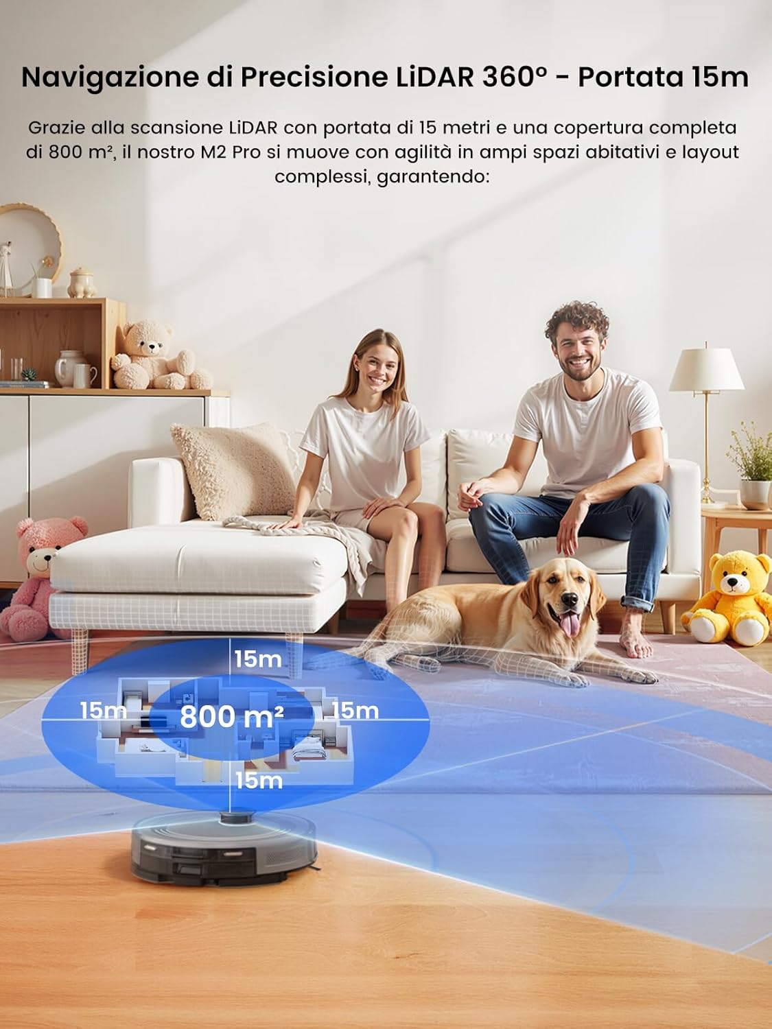 Lefant Robot Aspirapolvere con 2200Pa, Senza Grovigli,7,6cm Ultra Sottile,Autocaricante,Wi-Fi/App/Alexa,120 Minuti,6 Modalit脿 di Pulizia,Ideale per Peli di Animali Domestici,Pavimenti Duri M210-Pro