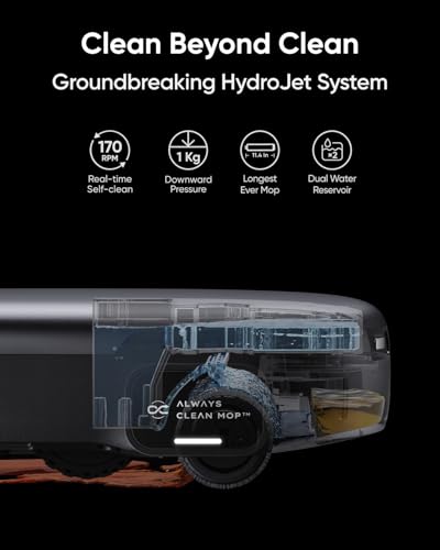 eufy Robot Vacuum Omni S1 Pro with All in One Station, HydroJet Robot Vacuum and Mop Combo, Eco Clean Ozone, 8000 Pa Suction, Obstacle Avoidance, Auto Mop Washing & Drying, Self Emptying