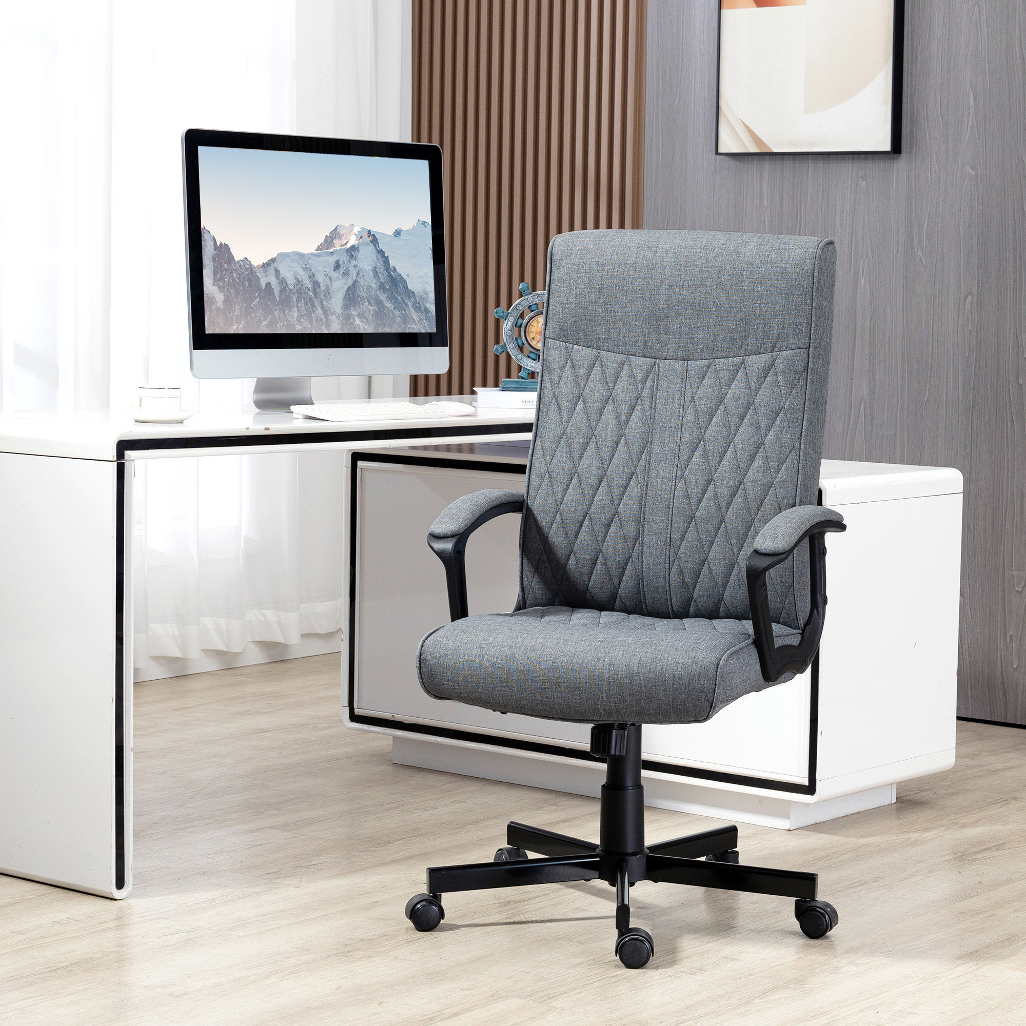 Vinsetto Bürostuhl Computerstuhl, höhenverstellbar, neigbar, ergonomischer Bürostuhl, Grau
