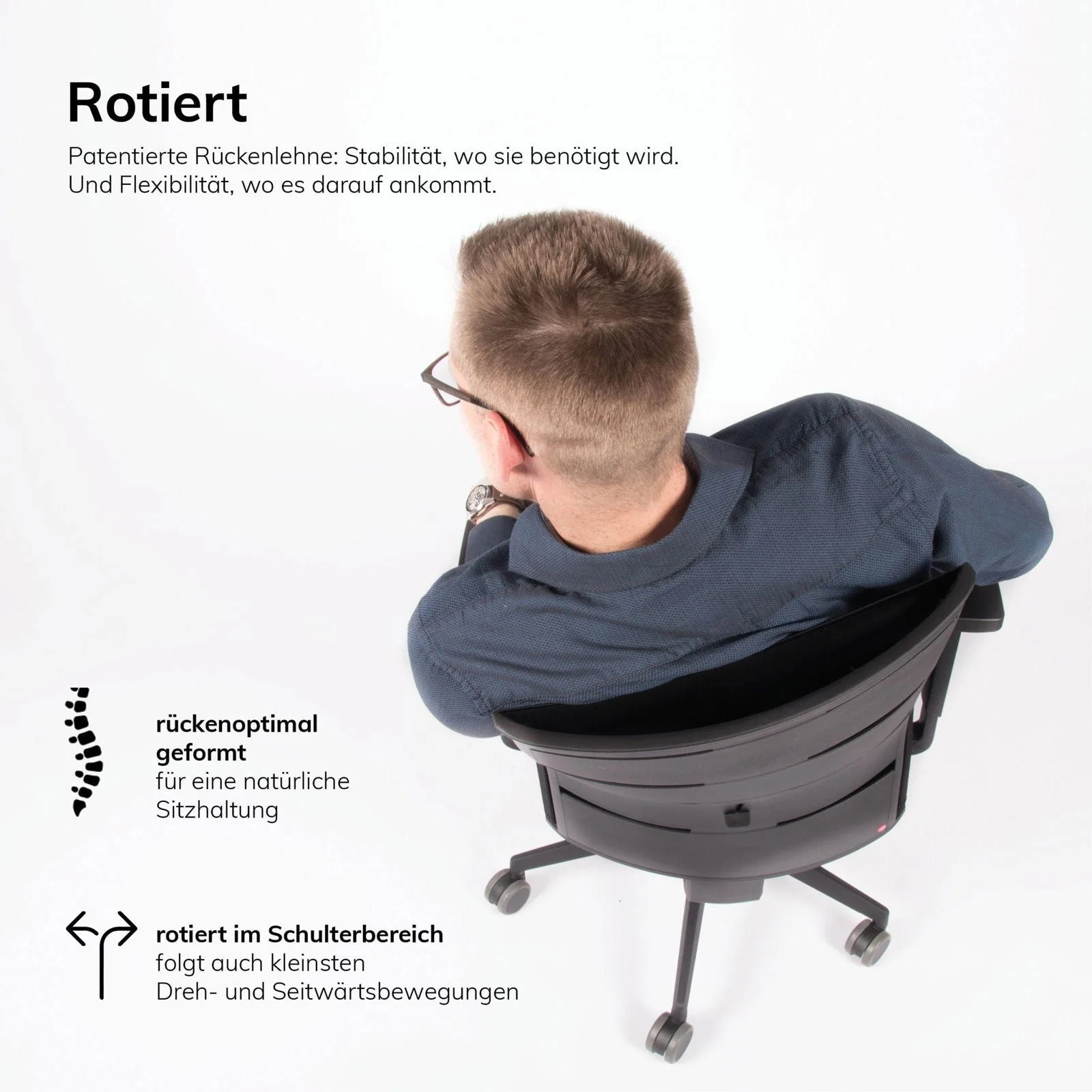 Sedia da ufficio ergonomica lento Agilis MT12 con base nera - Garanzia 30 anni - Made in Germany