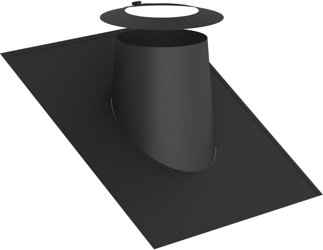 Jeremias DW-Black Dachdurchführung 180mm 26-35° mit Elastomerrand schwarz Wetterkragen für doppelwandige Abgasanlage Edelstahl