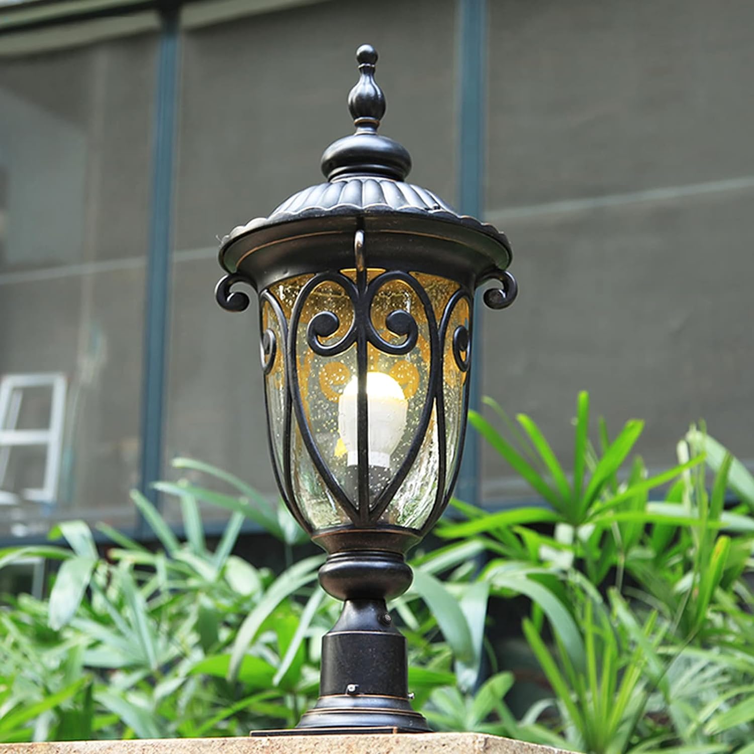 23&prime;&prime; Large Outdoor Wall Light for Porch, 2 Pack Aluminium Exterior Wall Mount Lantern for House, Vintage Bronze Outside Wall Sconce with Clear Seeded Glass Shade for Garage