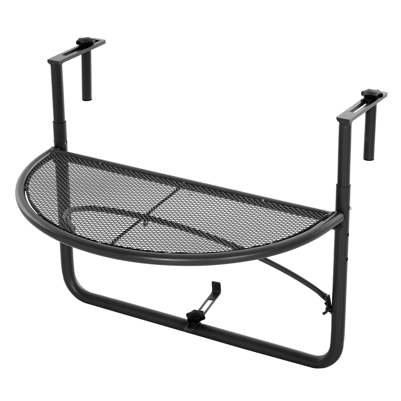 Outsunny Balkonhängetisch Hängetisch Gartentisch höhenverstellbar halbrund Ø30 cm Terrasse Metall Weiß L60 x B45 x H50 cm