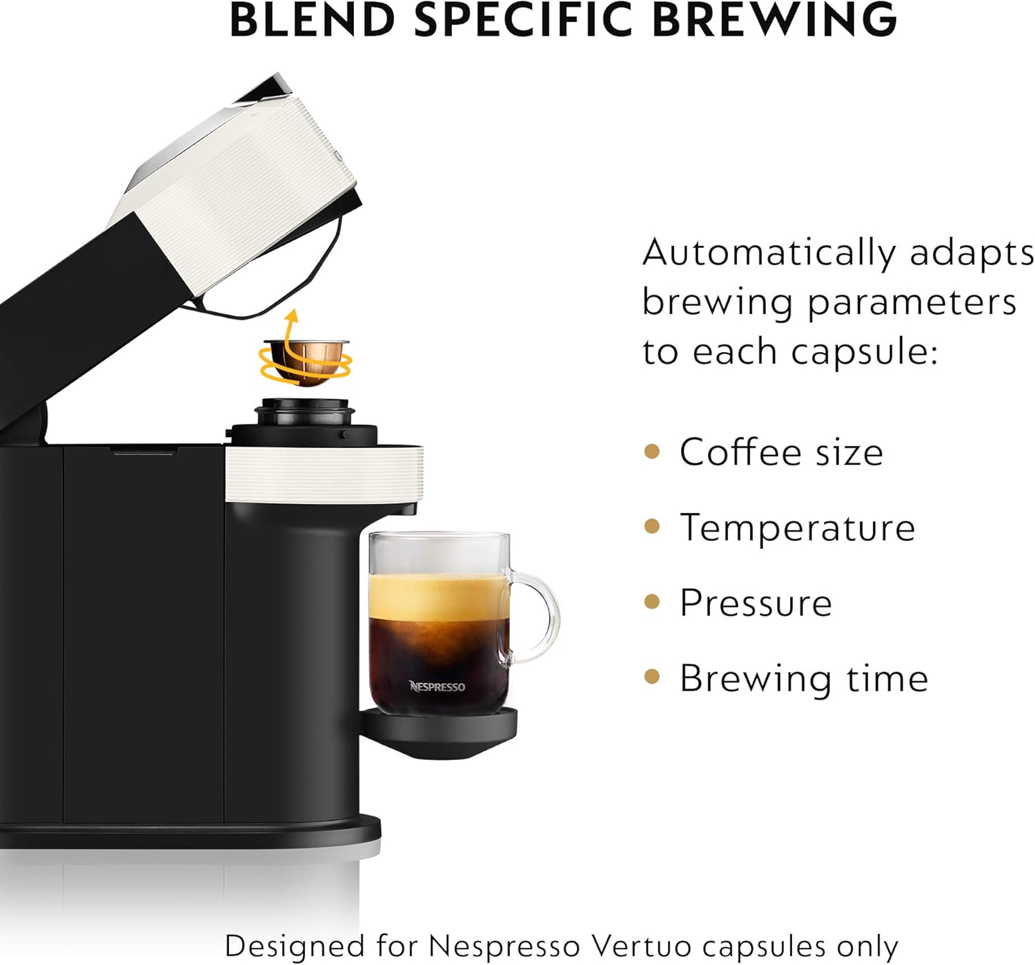 Nespresso Vertuo Next Coffee and Espresso Machine by De'Longhi, White, Compact, One Touch to Brew, Single-Serve Coffee Maker and Espresso Machine