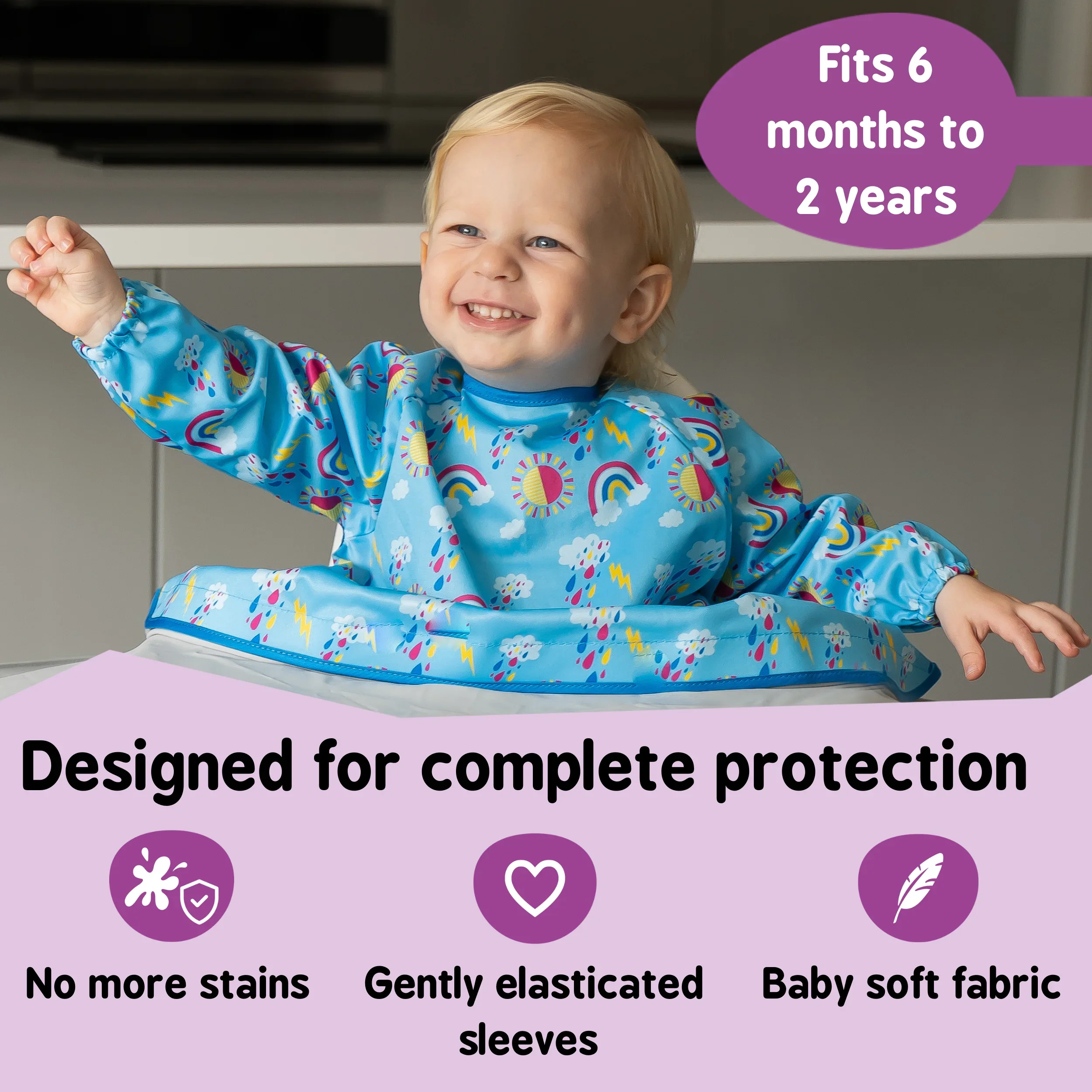 Coverall Bib for Kit - Sunny Rainbows