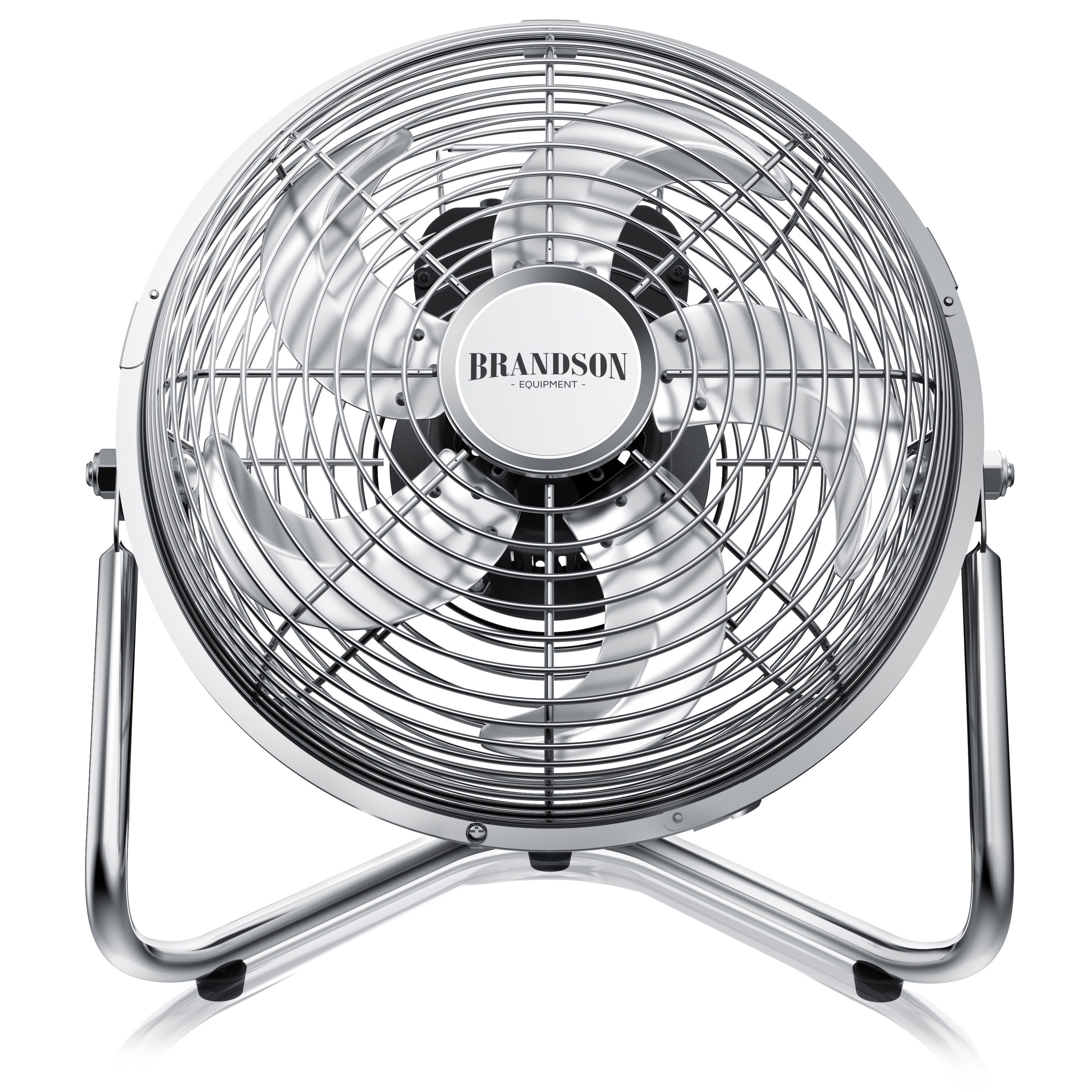 Windmaschine Chrom Bodenventilator im Retro Stil, hoher Luftdurchsatz, 55W, Silber