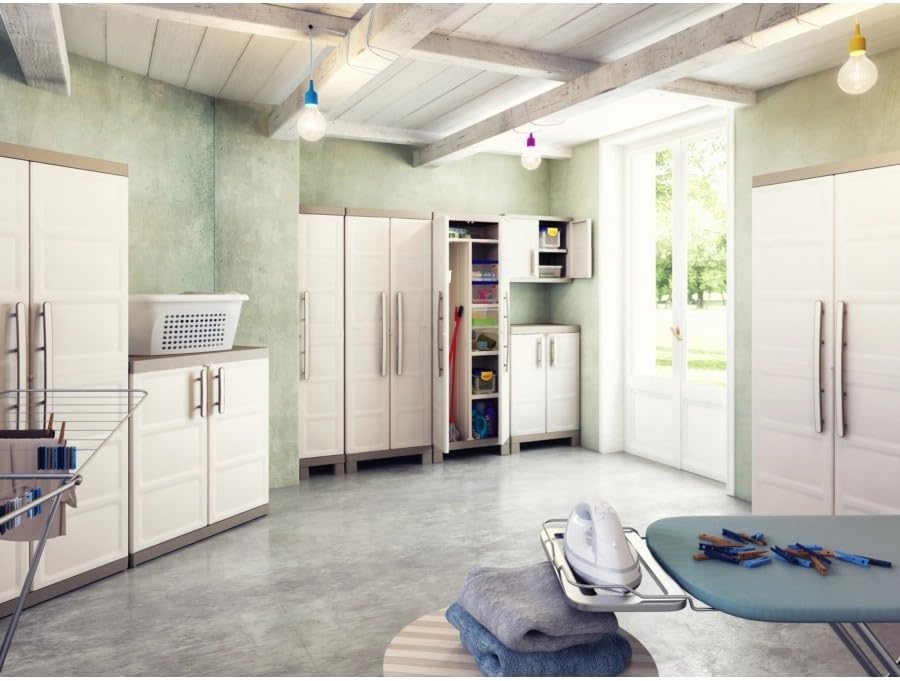 Keter Armadio Alto Excellence, 4 Ripiani Regolabili, Beige/Tortora, 65x45x182 H Cm