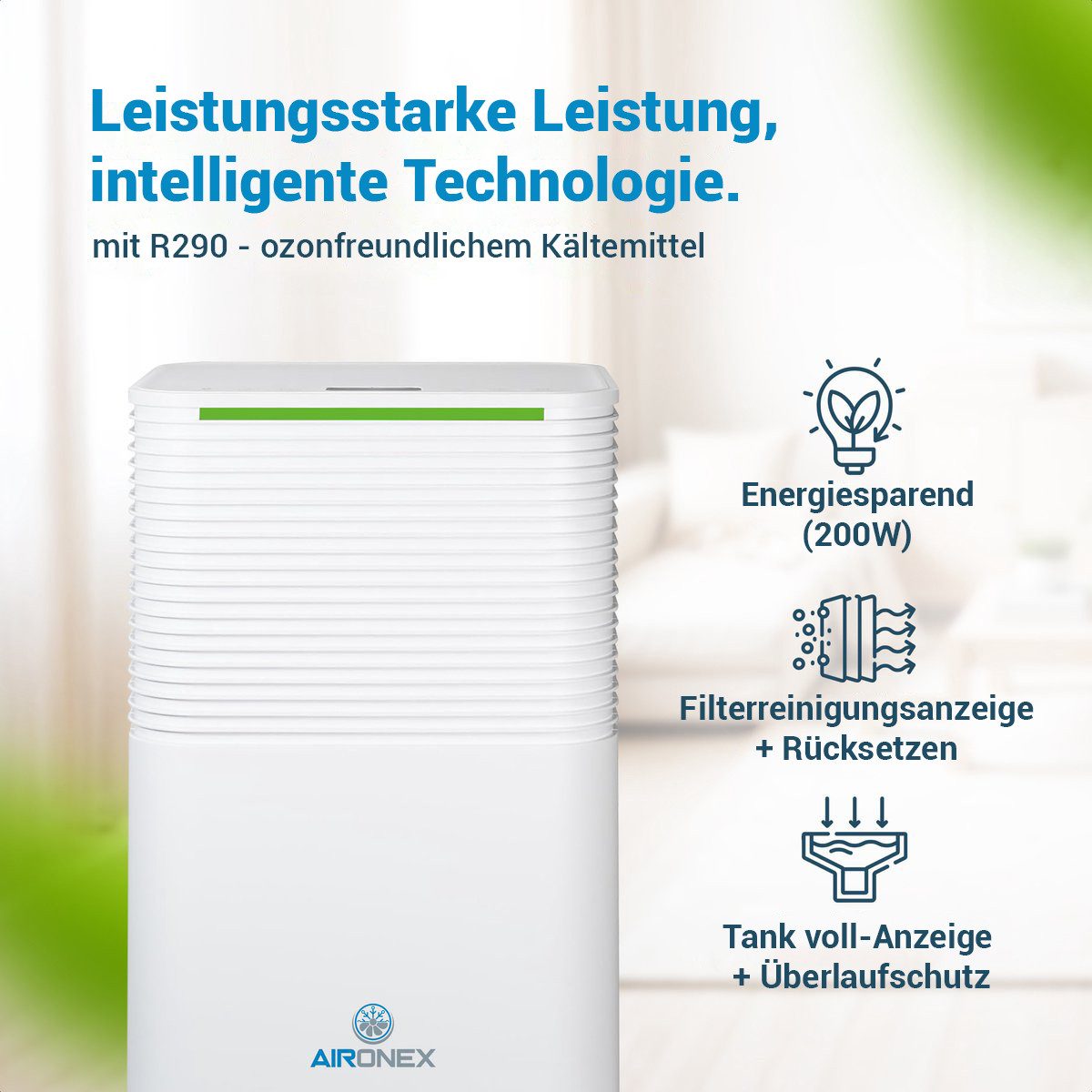 Luftentfeuchter Kompaktmodell - Beugt Schimmel vor - Leiser Feuchtigkeitsabsorber