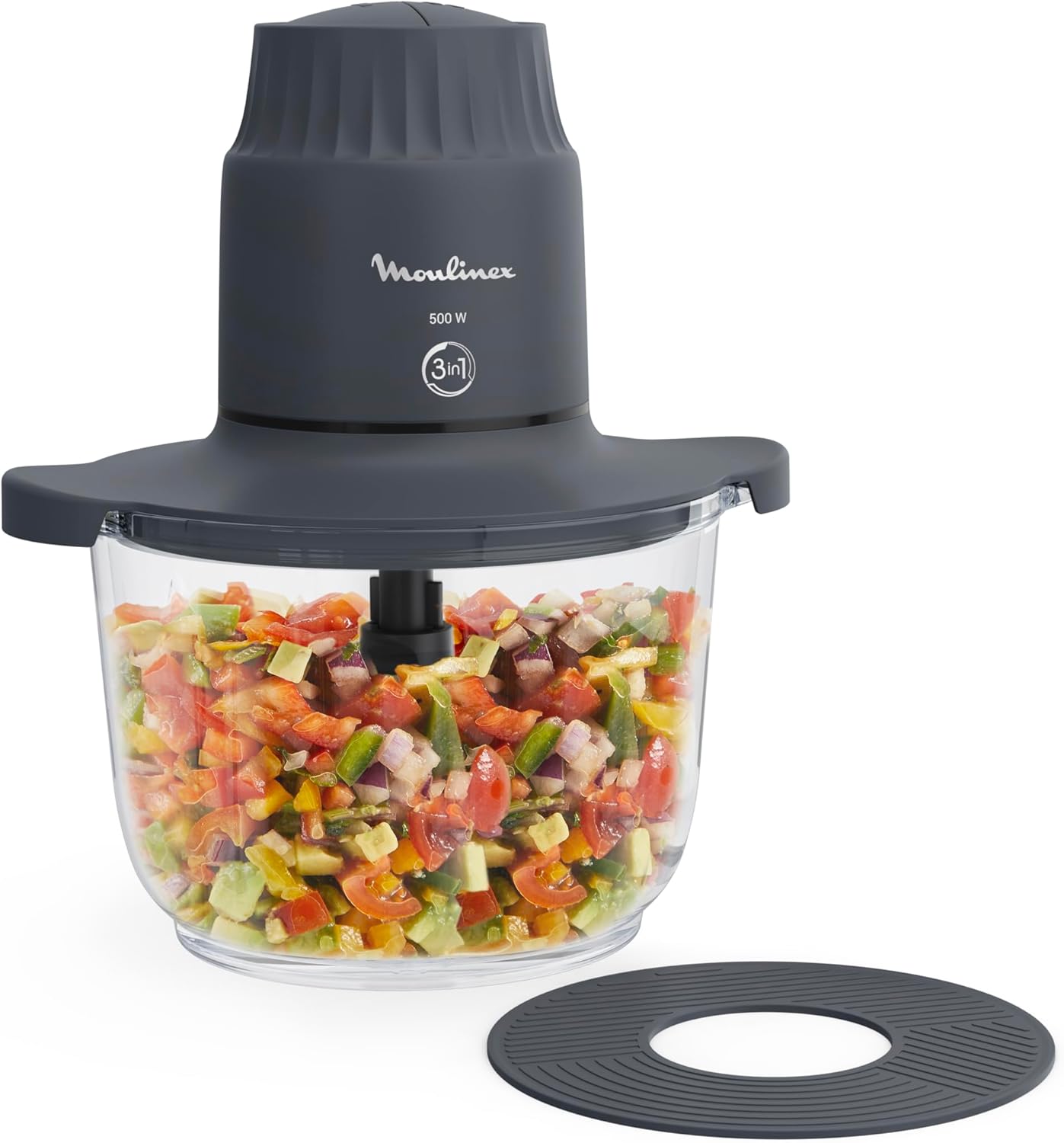 Moulinex DJ5201 Moulinette Essential 4 Blades Sharpened, Mince, Mix and Chopper, Chopper, Container Capacity 400 ml, 300 W, White