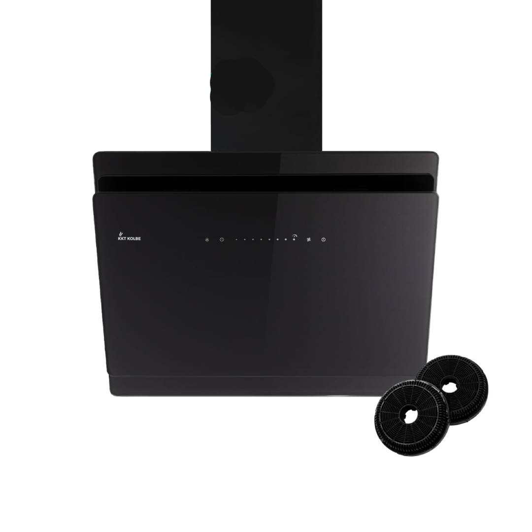 Dunstabzugshaube Wandhaube 60 cm kopffrei schwarz mit 9 Leistungsstufen, Booster und Aktivkohlefilter