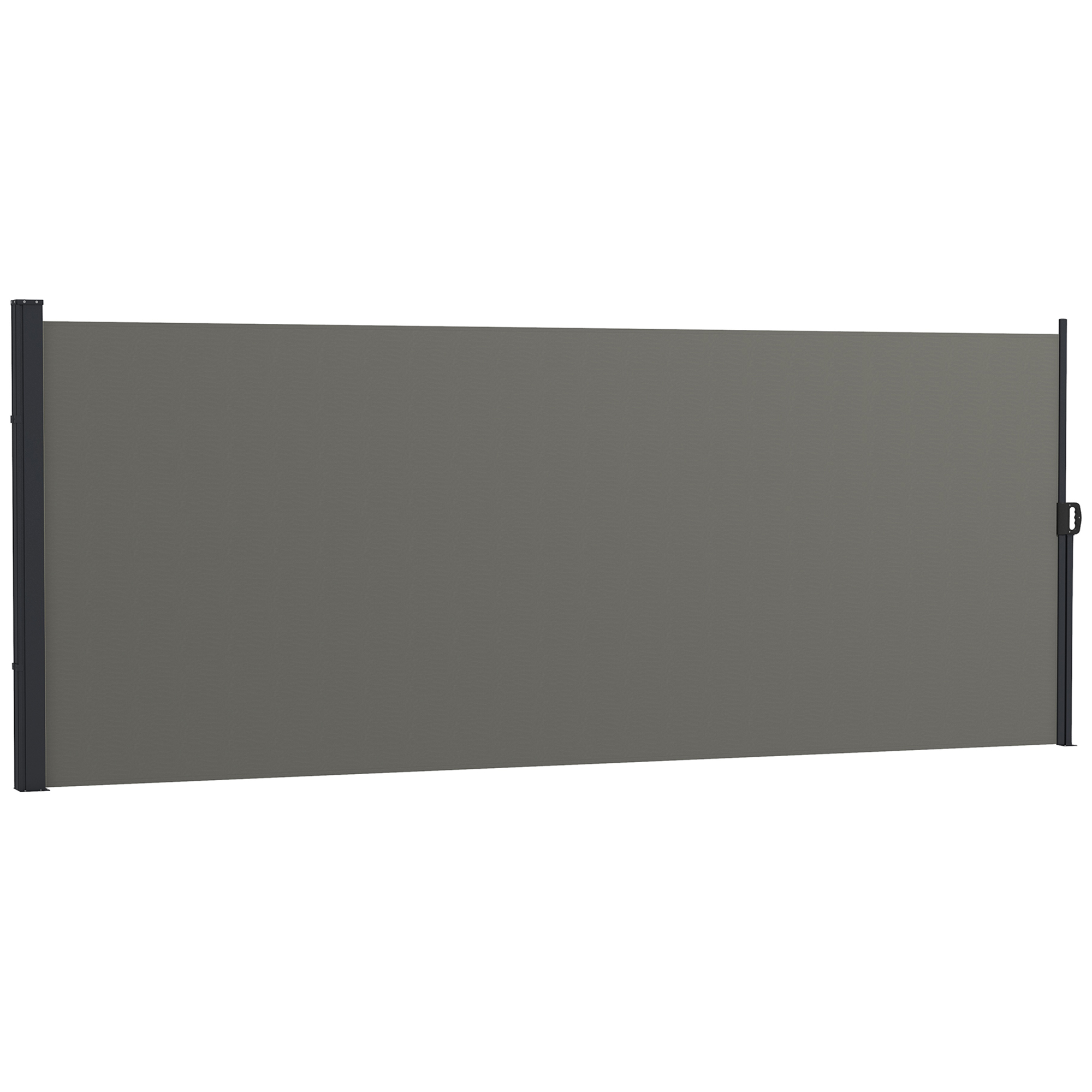 Outsunny Seitlicher ausziehbarer Windschutz Sichtschutz Paravent 4m x 1,60m Alu. Polyester UV-beständig Dunkelgrau