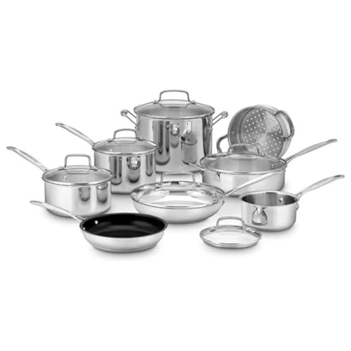 Cuisinart 14 Piece Cookware Set, Chef's Classic Stainless Steel Collection, 77 14N: Home & Kitchen