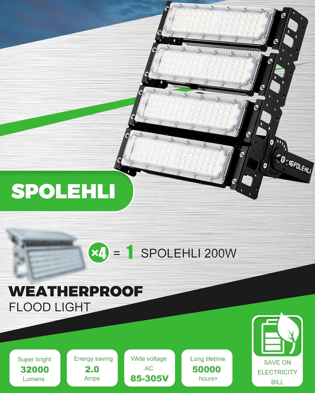 LED Strahler Flutlicht 200W Flutlicht 26000LM 6500K Stadion Flutlicht IP66 Wasserdichte Beleuchtung AC100-265V für Stadion, Spielplatz, Dock, Platz, Außenbereich Beleuchtung