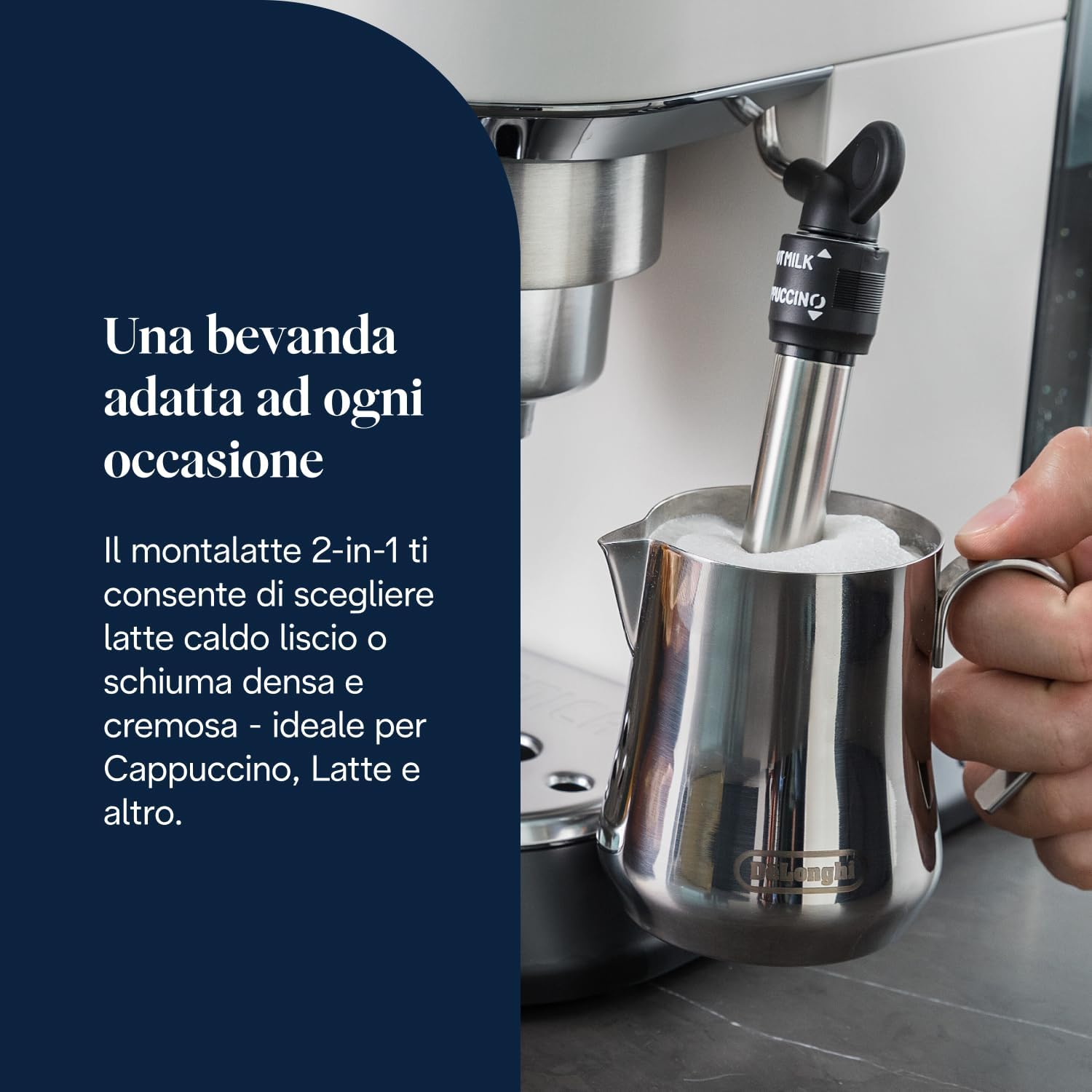 De'Longhi Dedica EC685.W Macchina da Caffè Espresso Manuale e Cappuccino, Caffè in Polvere o in Cialde E.S.E., 1350 W, Bianco
