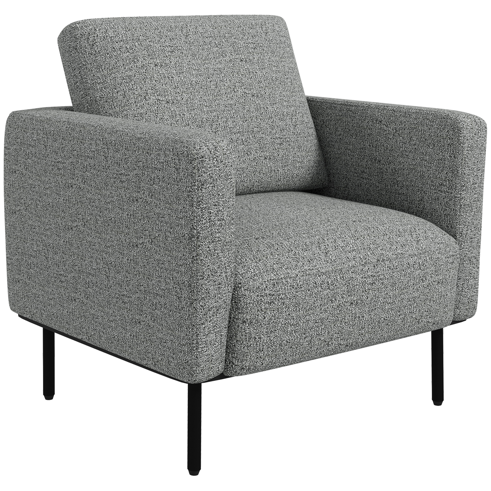 HOMCOM Lounge-Sessel aus Stoff, 1-Sitzer, Leinenoptik, Stahlbeine, 79 x 76 x 65 cm, Grau Schwarz