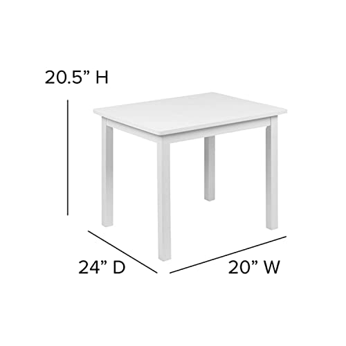 Flash Furniture Tavolo e sedie per Bambini in Legno Massiccio per Sala Giochi, Camera da Letto, Cucina, Pezzi, ingegnerizzato, Bianco, 3 Piece Set : Casa e cucina