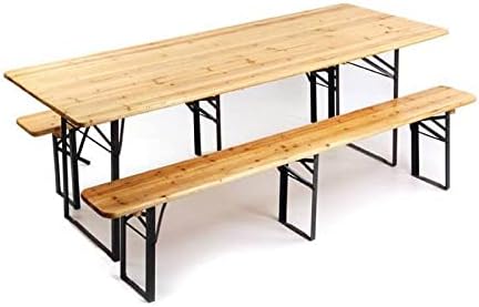 LIFE IS Set Birreria 220×80 cm in Legno di Abete con 2 Panche Rinforzate per campeggio, compleanni, feste e Fiere.