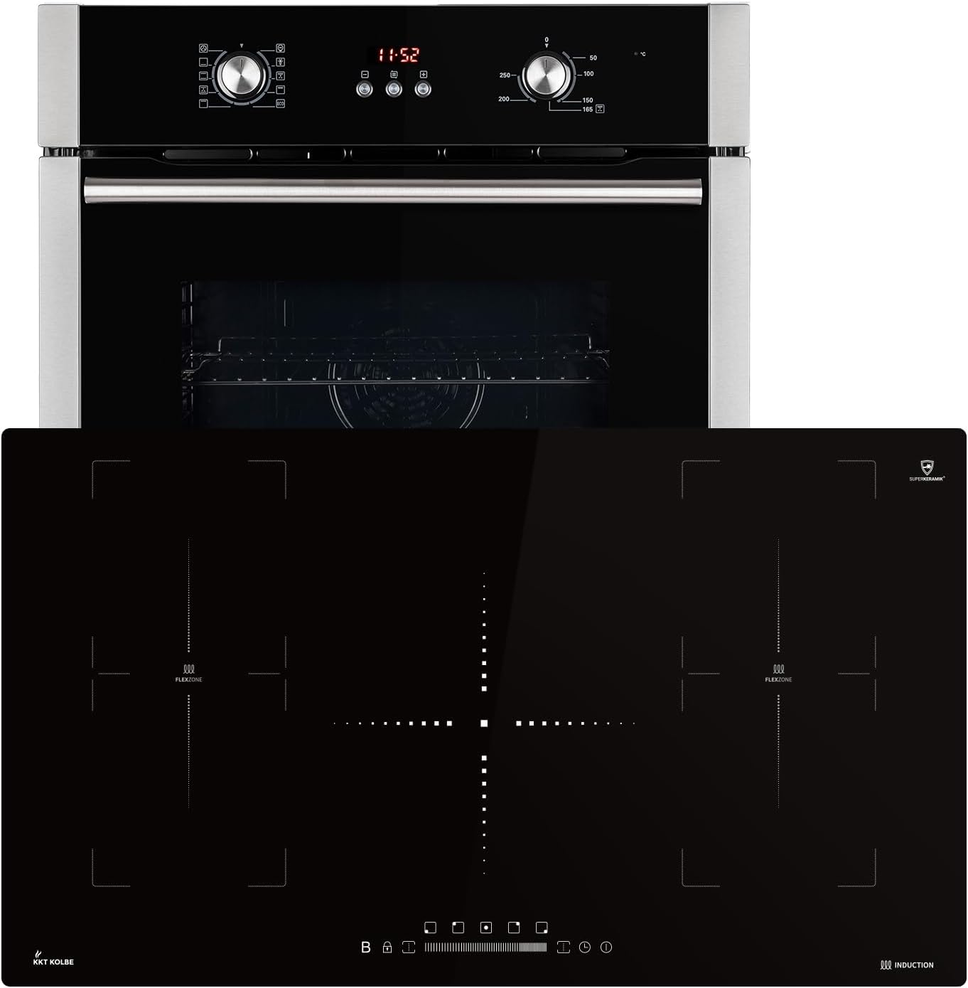 Autarkes Herdset: 60cm Einbaubackofen BO8805SS + 59cm Kochfeld CH5901RL | Grill | Heißluft | Automatik-Timer | 2-fach Wärmeschutzverglasung | Kindersicherung | Knebelbedienung | SET8805CH59RL