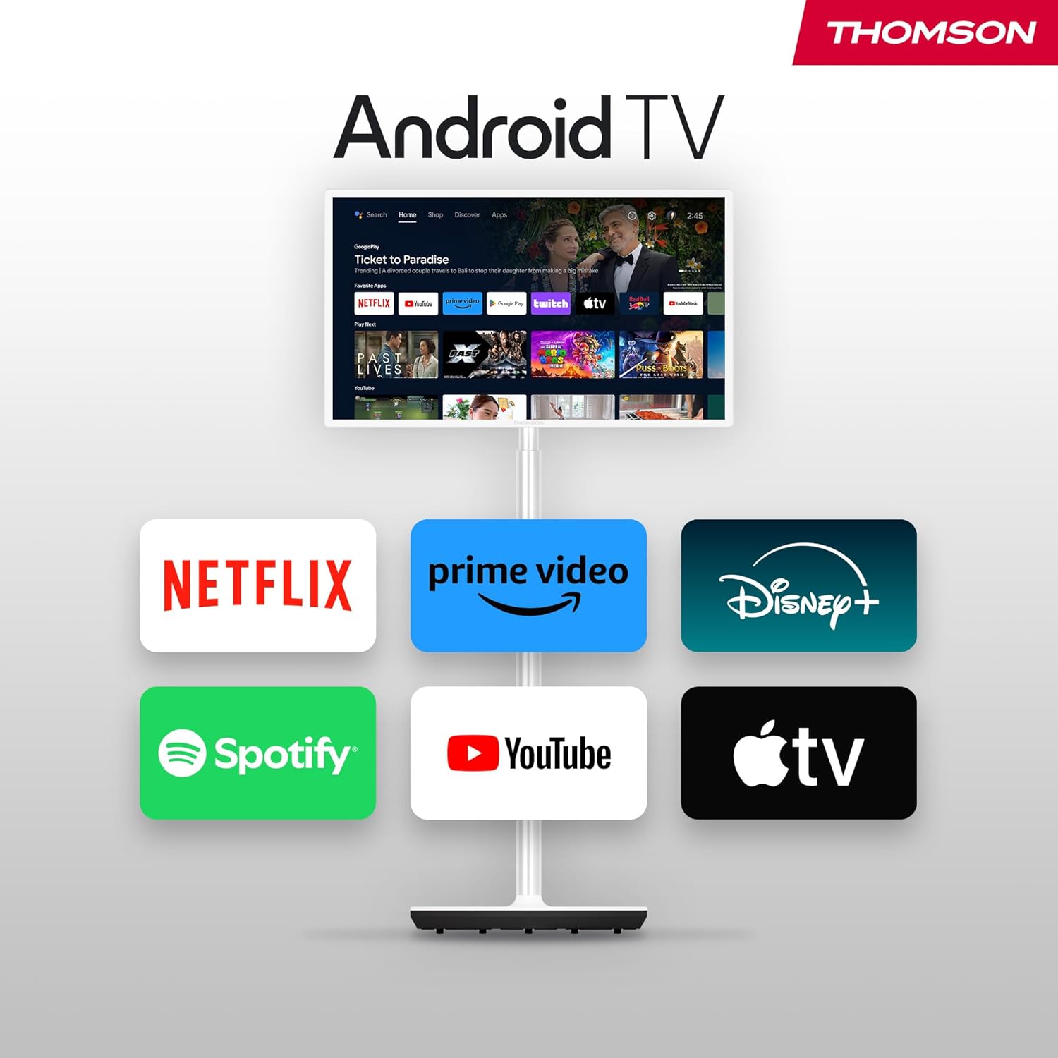 Thomson 32 Zoll (81 cm) Go TV, Tragbarer Android Fernseher – HD Ready (1366x768), Sprachsteuerung, Bluetooth 5.1, Wi-Fi, Hotspot-Funktion, Bis zu 4 Stunden Akkulaufzeit - 32HA4M44