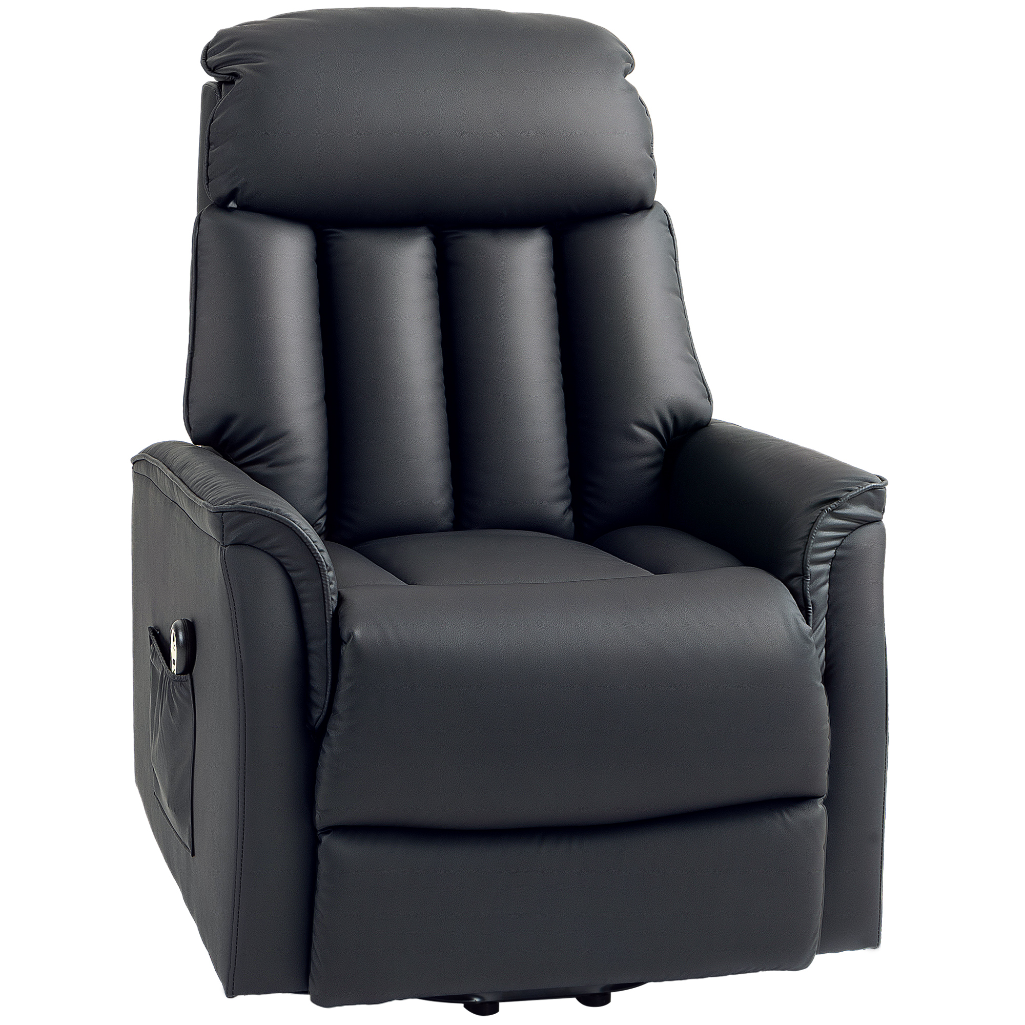 HOMCOM Elektrischer Aufstehsessel, Fernsehsessel, Sessel mit Aufstehhilfe, Liegefunktion, Kunstleder, 80 x 94 x 104 cm, Schwarz
