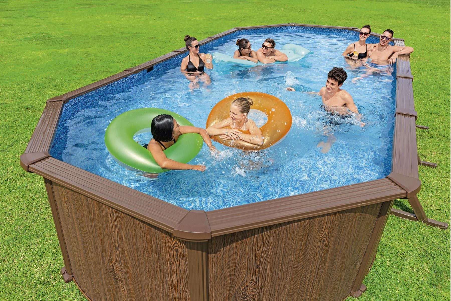 2025 Kit per piscina ovale Hydrium in acciaio effetto legno da 24 piedi x 52 pollici per piscina fuori terra