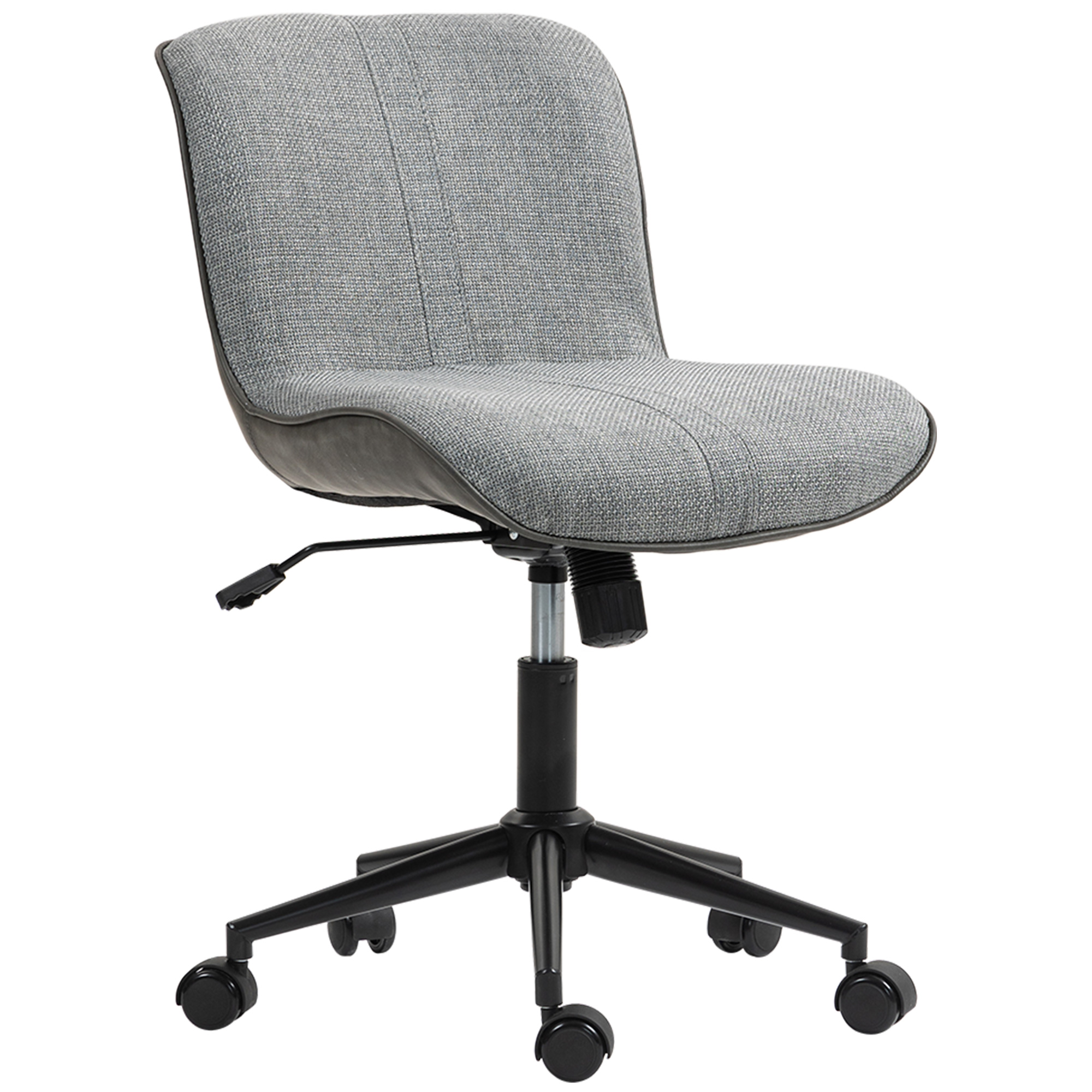 HOMCOM Armloser Bürostuhl, gepolstert, höhenverstellbar, drehbar, rollbar, Grau