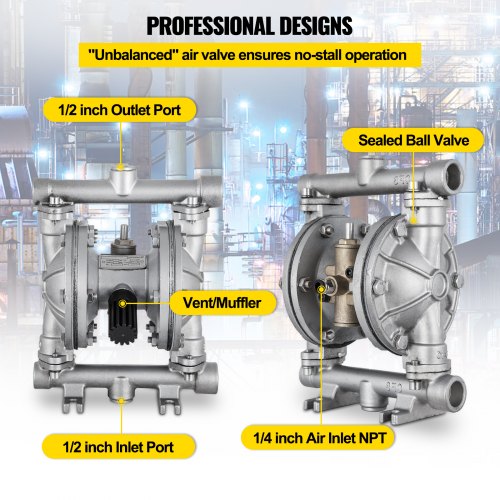 Luftbetriebene Doppelmembranpumpe 12 GPM mit 1/2 Zoll Einlass und Auslass