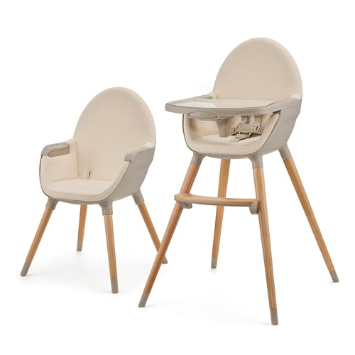 Kinderkraft Seggiolone Pappa FINI2, 2 in 1, Rialzo da Sedia, Poggiapiedi Vassoio Regolabile, per Bambini da 6 Mesi fino 5 Anni, Beige : Prima infanzia