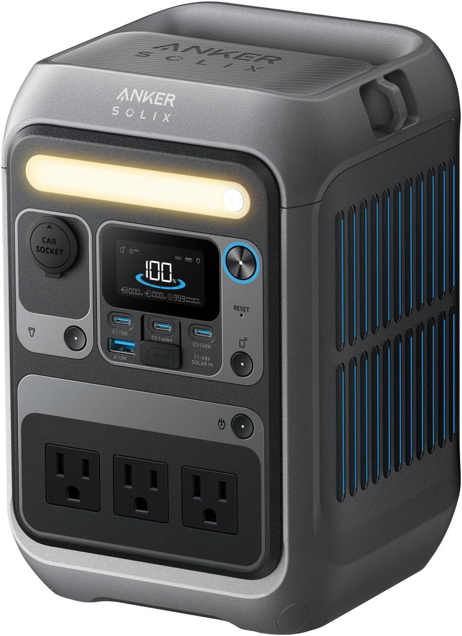 Anker Portable Power Station SOLIX C300  288Wh LiFePO4 Battery  300W (600W Surge) Solar Generator  140W Two-Way Fast Charging  for Outdoor Camping  Traveling  and Emergencies (Solar Panel Optional)