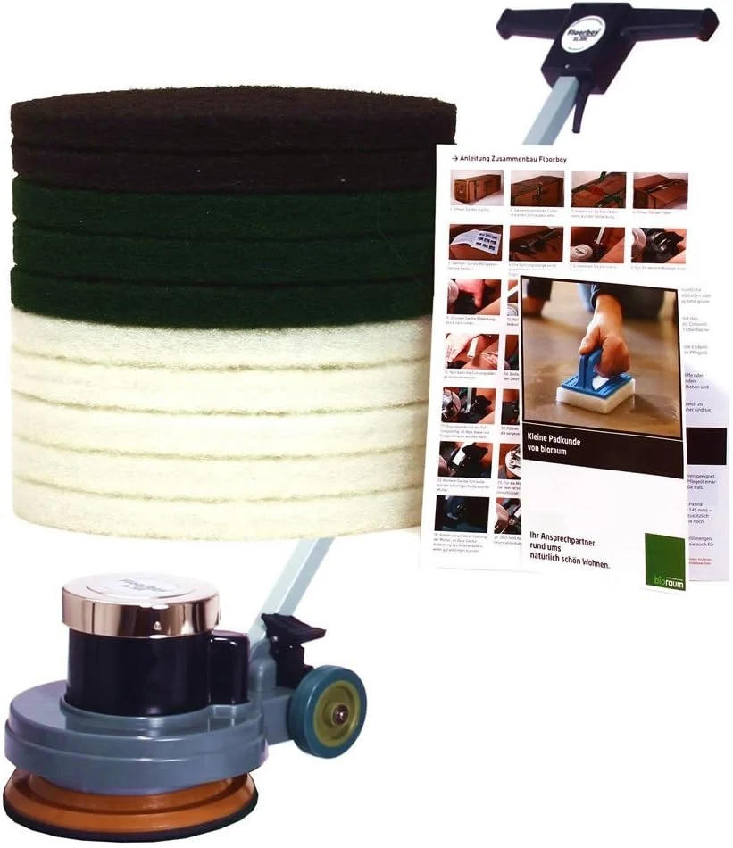 floorboy Reinigungssets, Schwarz, Starterset mit Poliermaschine, Treibteller, Superpads, Anleitungen und Padkunde von Bioraum