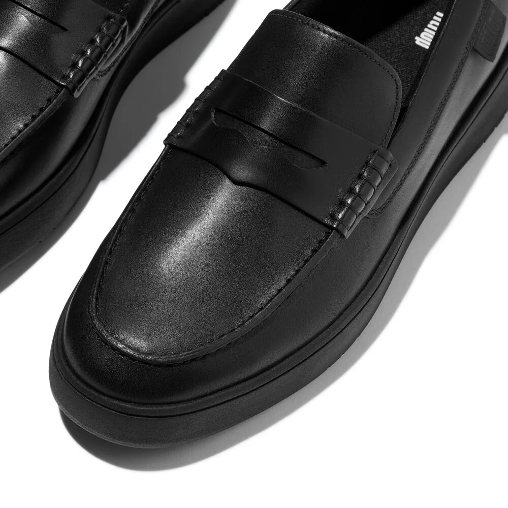 FitFlop RALLY M?nner Black Leder Loafers
