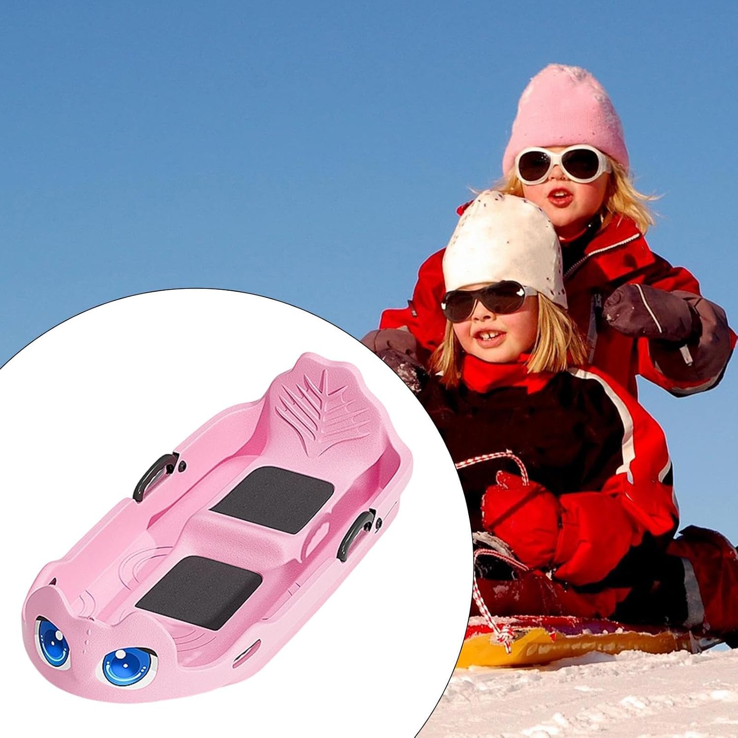 Davoser Schlitten für Kinder mit Bremsgriffen - Winter Schlitten & Rodel für Schneespaß, Aluminium & Stahl