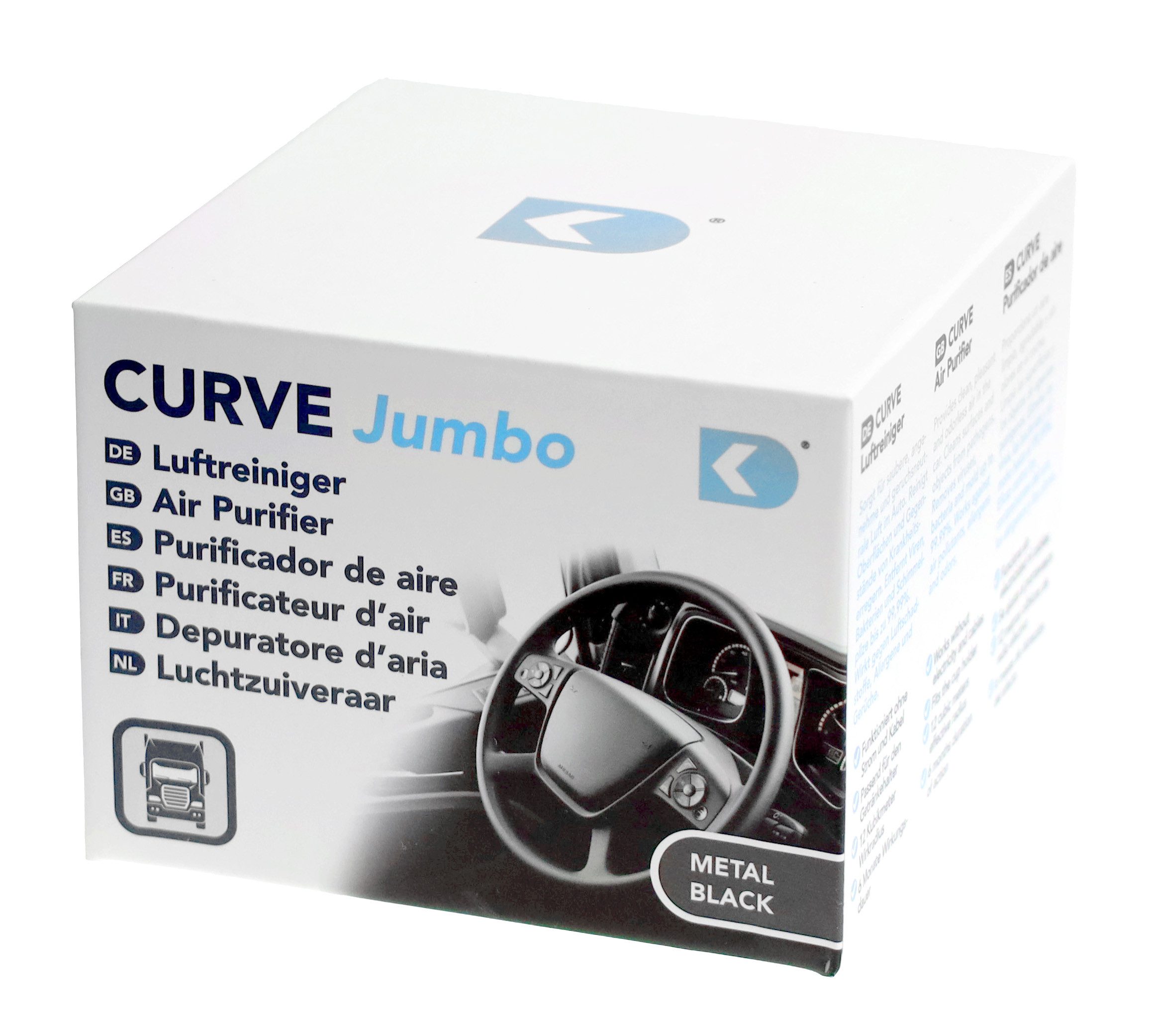 Luftfilter Curve Jumbo 00200 Luftreiniger METAL BLACK gegen Viren,Bakterien,Pilze