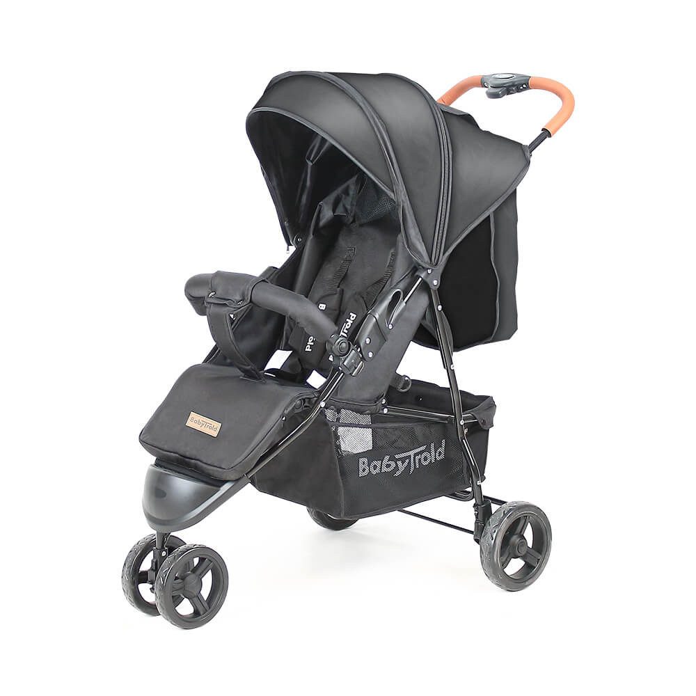 Kinder-Buggy Easy Go Buggy Schwarz, verstellbar, bis 22 kg, mit Netz & Korb