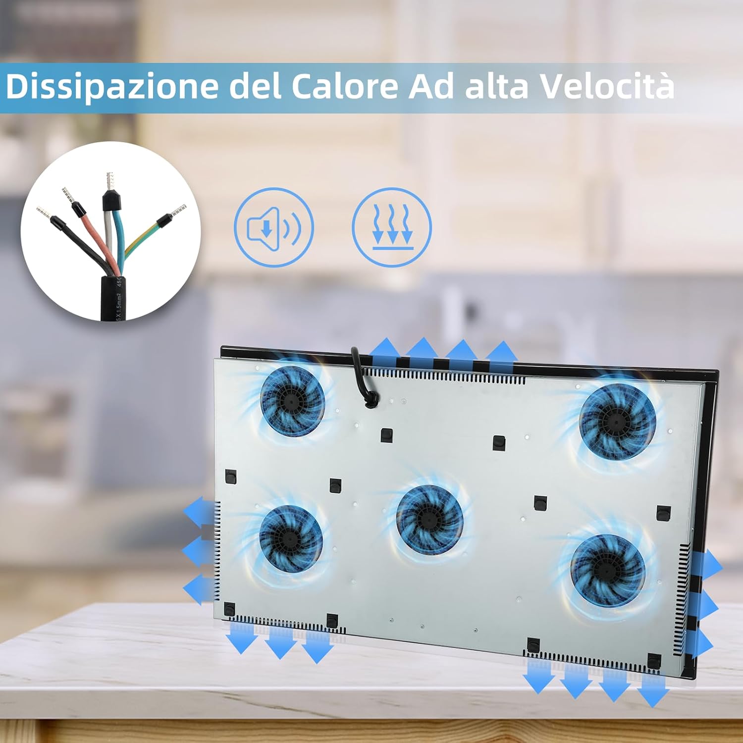Piano cottura a induzione 5 Fuochi da Incasso, Piastra a Induzione 8600W, Piano Cottura 90cm, 9 Livelli di Potenza, Booster, Timer, Nero, 5 Zone