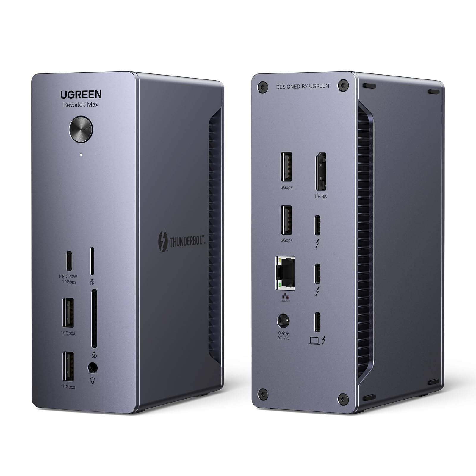 Thunderbolt 4 Dockingstation 13-in-1 mit 90W Aufladen und 40Gbps, Revodok Max 213, Dual 4K@60Hz, 2.5GbE, SD/microSD 4.0