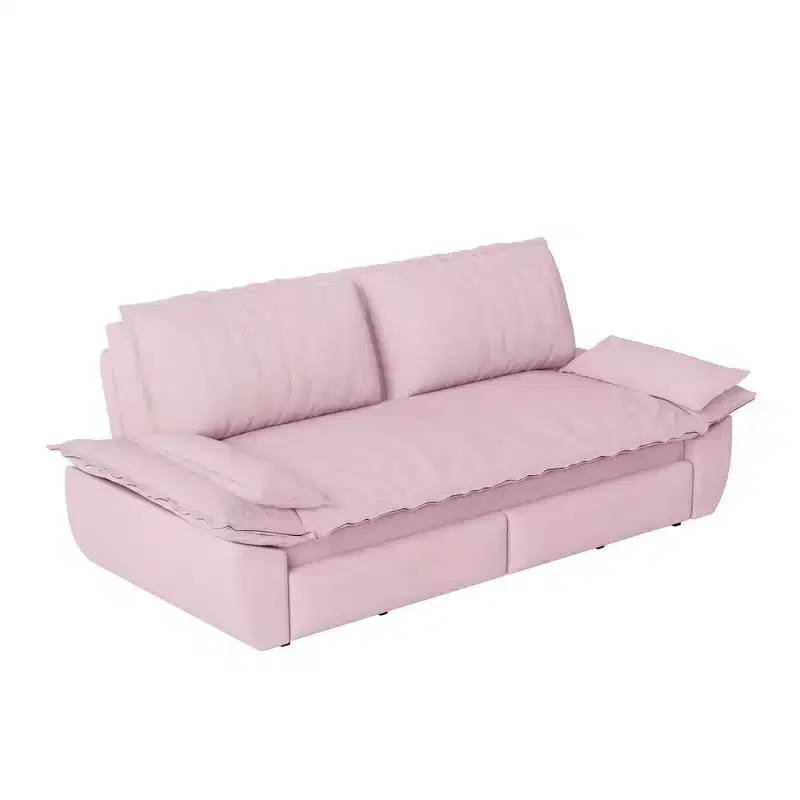 3-in-1 Convertible Queen Sleeper Sofa with Velvet Upholstery