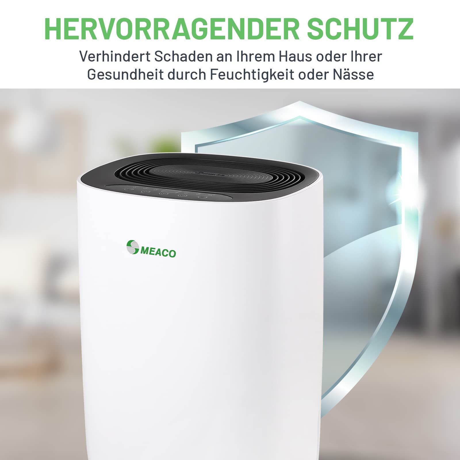 Luftentfeuchter 12 l 165 W 240 V mit 2 Betriebsstufen 35–40 dB Tankvolumen 12 l 25 x 30 x 46,3 cm Schwarz