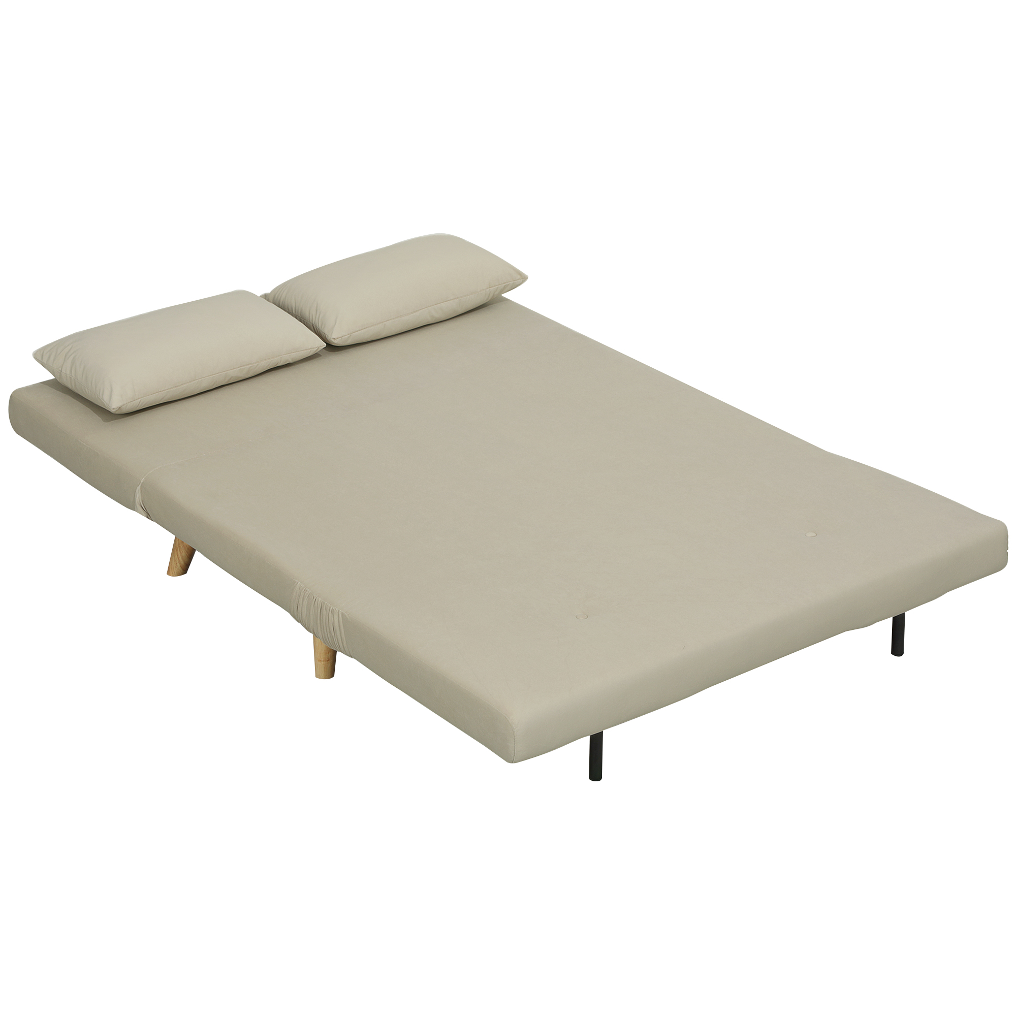 HOMCOM Schlafsofa Relaxsofa Sofa Couch, inkl. 2 Kissen, Samtoptik, 130 x 78 x 79 cm, Beige