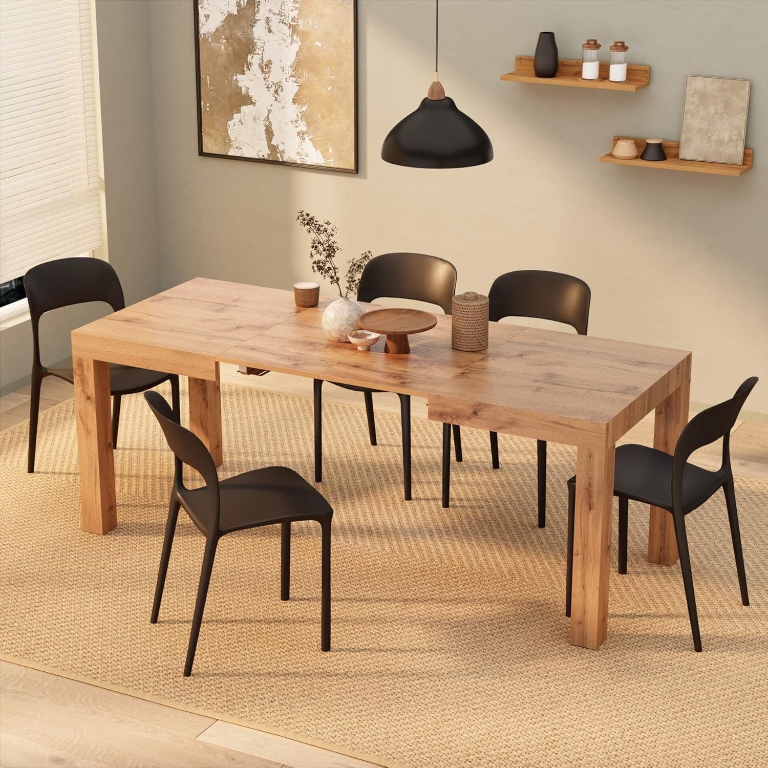 Mobili Fiver, Tavolo Allungabile First, 120(200) x80 cm, Rovere Rustico, per 6-8 persone, Tavolo Cucina, Soggiorno, Made in Italy