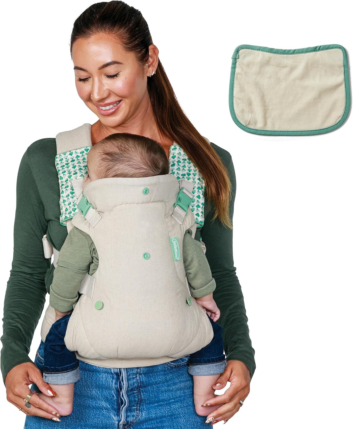 Infantino Marsupio Flip Advanced 4-in-1 con Bavaglino, Ergonomico, Convertibile, Posizione Fronte-Genitore e Fronte-Strada, Anteriore e Posteriore, per Neonati e Bambini da 3,6 a 14,5 kg, Grigio