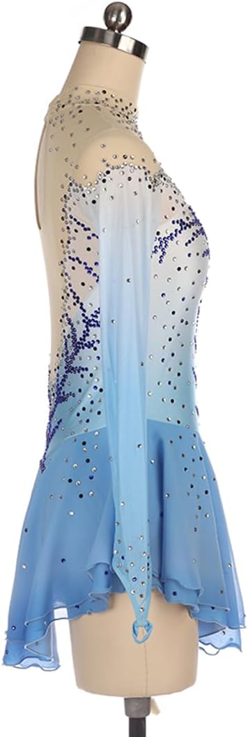 Eiskunstlauf Leistung Kleid Für Mädchen Eislauf Wettkampf Professionelle Wettkampf Kostüm Kleid Für Damen Langarm Für Gymnastikanzug Tanzkleid Strass Handgefertigt Gradient