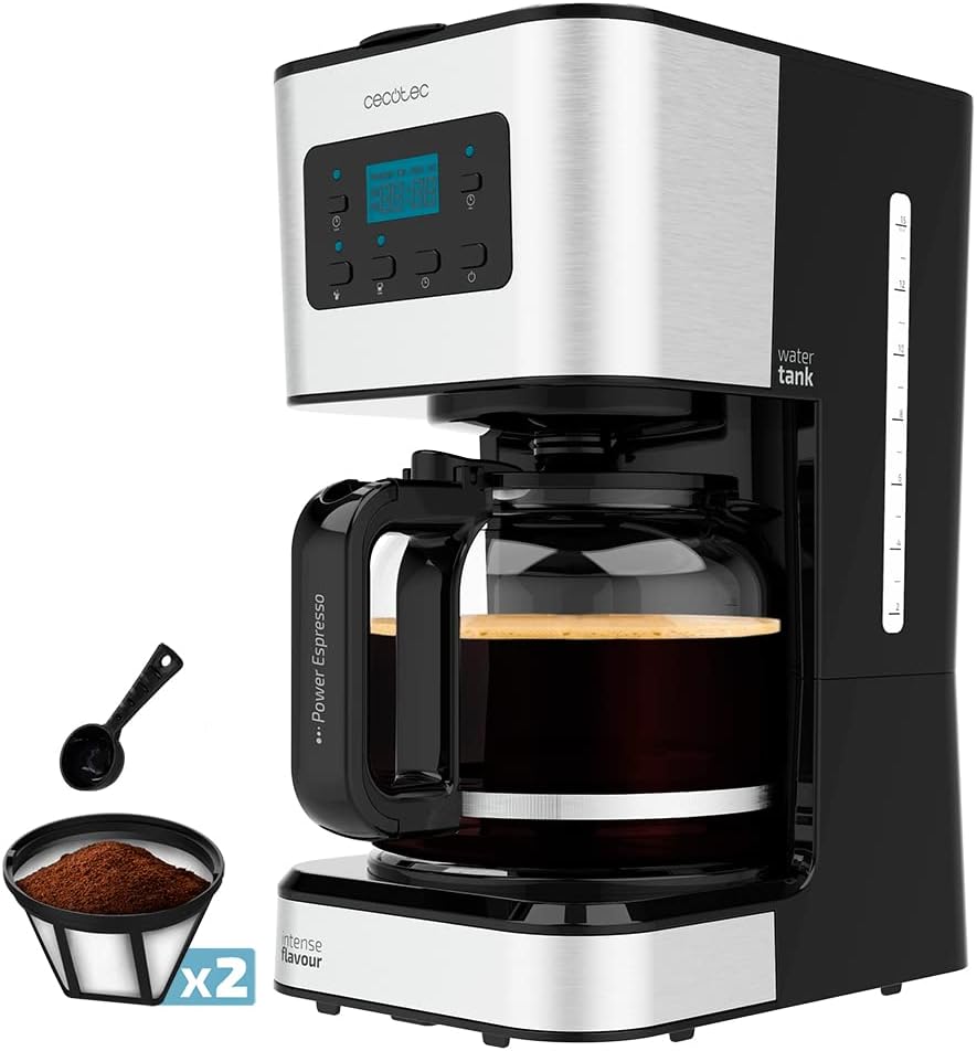 Cecotec Macchina da caffè a goccia Coffee 56 Time, 800W, Programma il tuo caffè, Schermo LCD, Beccuccio antigoccia, Capacità 1,3L, 12 tazze, Spegnimento automatico, Serbatoio con finestra