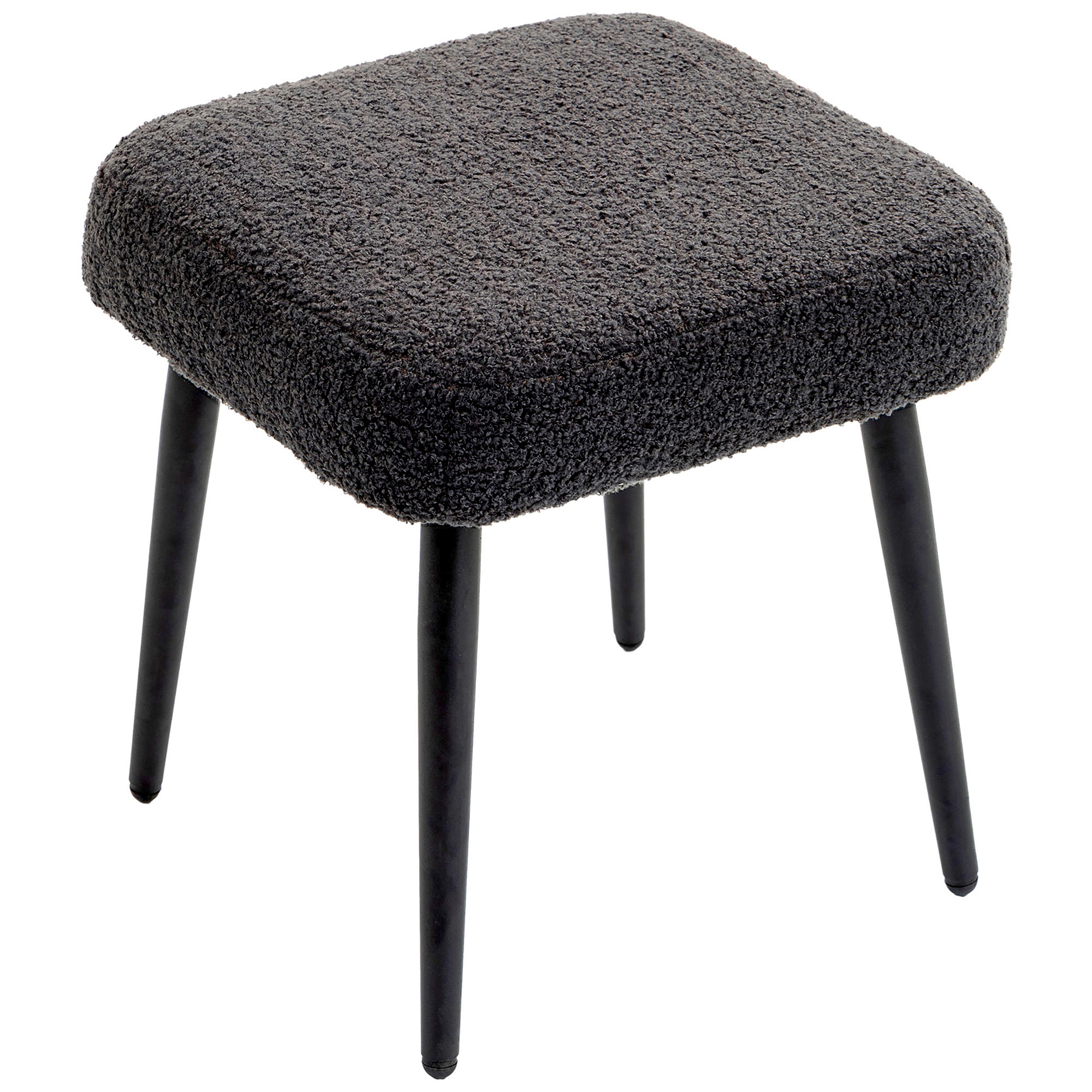 HOMCOM Hocker, Fußstütze, gepolsterter Sitz, Kaschmir-Optik, Stahlbeine, 42 x 42 x 47 cm, Dunkelgrau