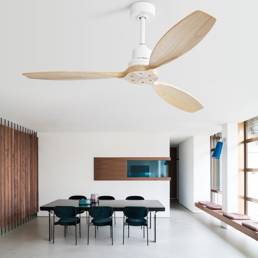 Deckenventilator Deckenventilator 52 Zoll Holzflügel ohne Licht, leiser DC-Motor
